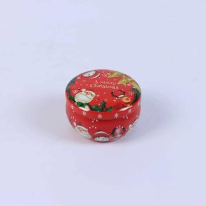 Christmas Mini Round Tin Scented Candle 100g, Santa Print Natural Soy Wax Candle, Xmas Stocking Stuffer & Holiday Home Fragrance Gift