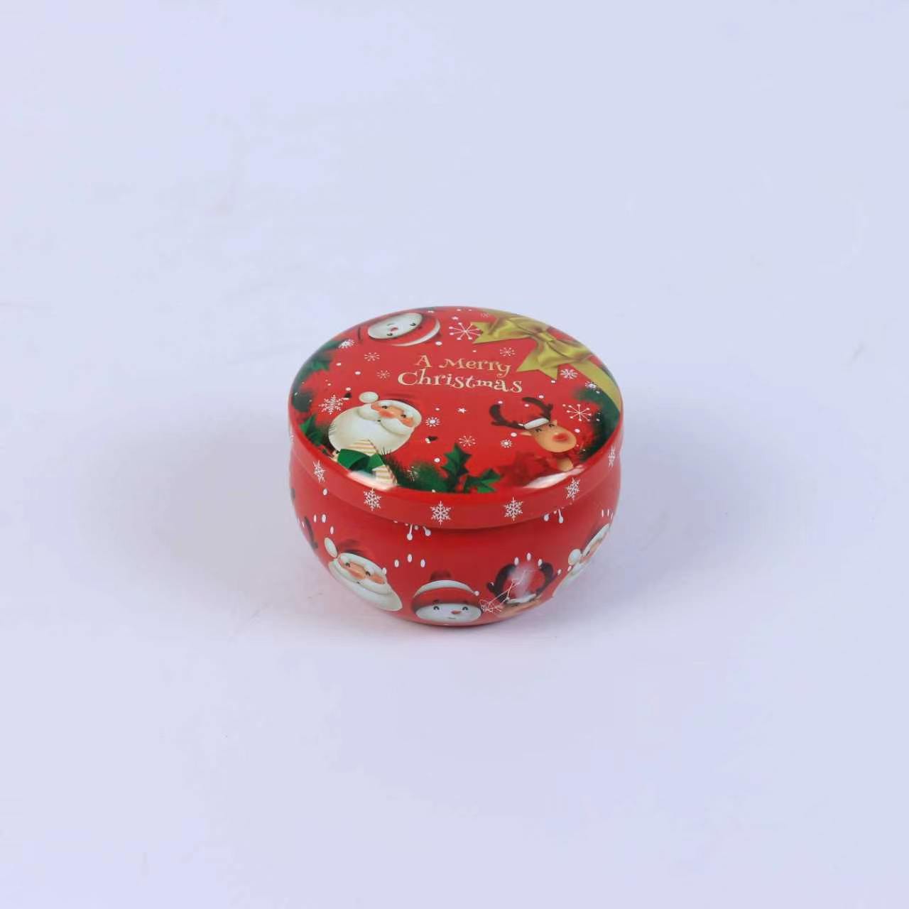 Christmas Mini Round Tin Scented Candle 100g, Santa Print Natural Soy Wax Candle, Xmas Stocking Stuffer & Holiday Home Fragrance Gift