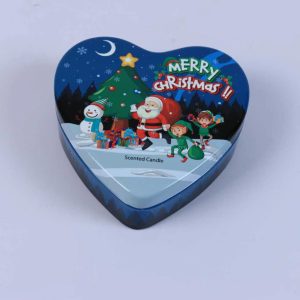 Christmas Heart Shaped Tin Scented Candle 130g, Santa & Snowman Xmas Soy Wax Candle, Sweetheart Home Fragrance for Christmas Gift & Holiday Decor
