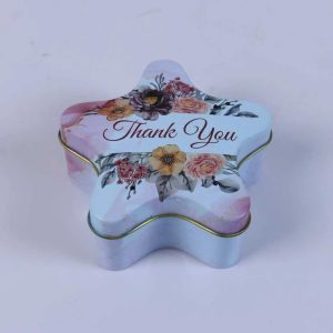 Thank You Floral Star Shaped Tin Scented Candle 110g, Natural Soy Wax Aromatherapy Candle, Gratitude Gift for Thanksgiving Wedding Bridesmaid Present