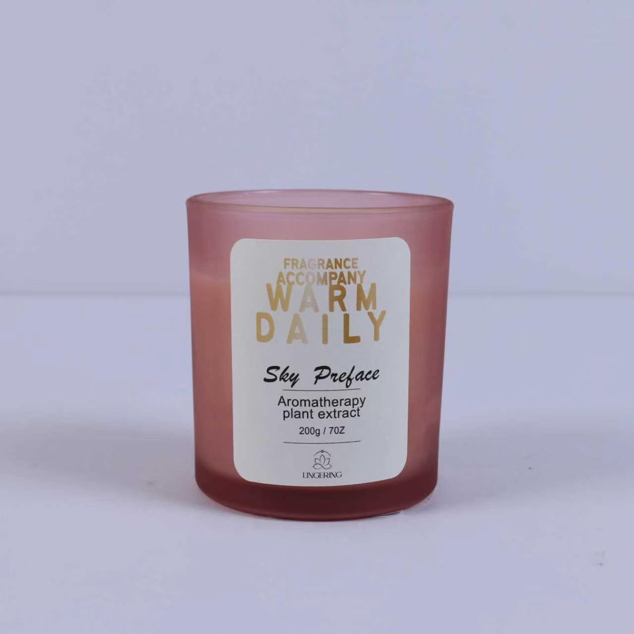 Dawn Warm Daily Matte Pink Glass Scented Candle 200g, Natural Soy Wax Aromatherapy Candle, Minimalist Home Fragrance Decor & Gift for Bedroom Bathroom