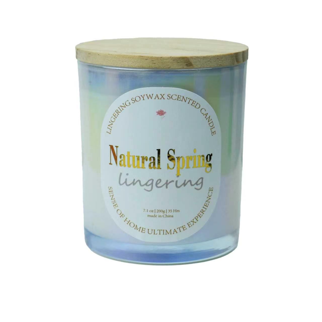 Mermaid's Glow Pastel Gradient Glass Scented Candle 140g with Natural Bamboo Lid, Natural Soy Wax Aromatherapy Candle, Mermaid Style Home Decor & Luxury Gift